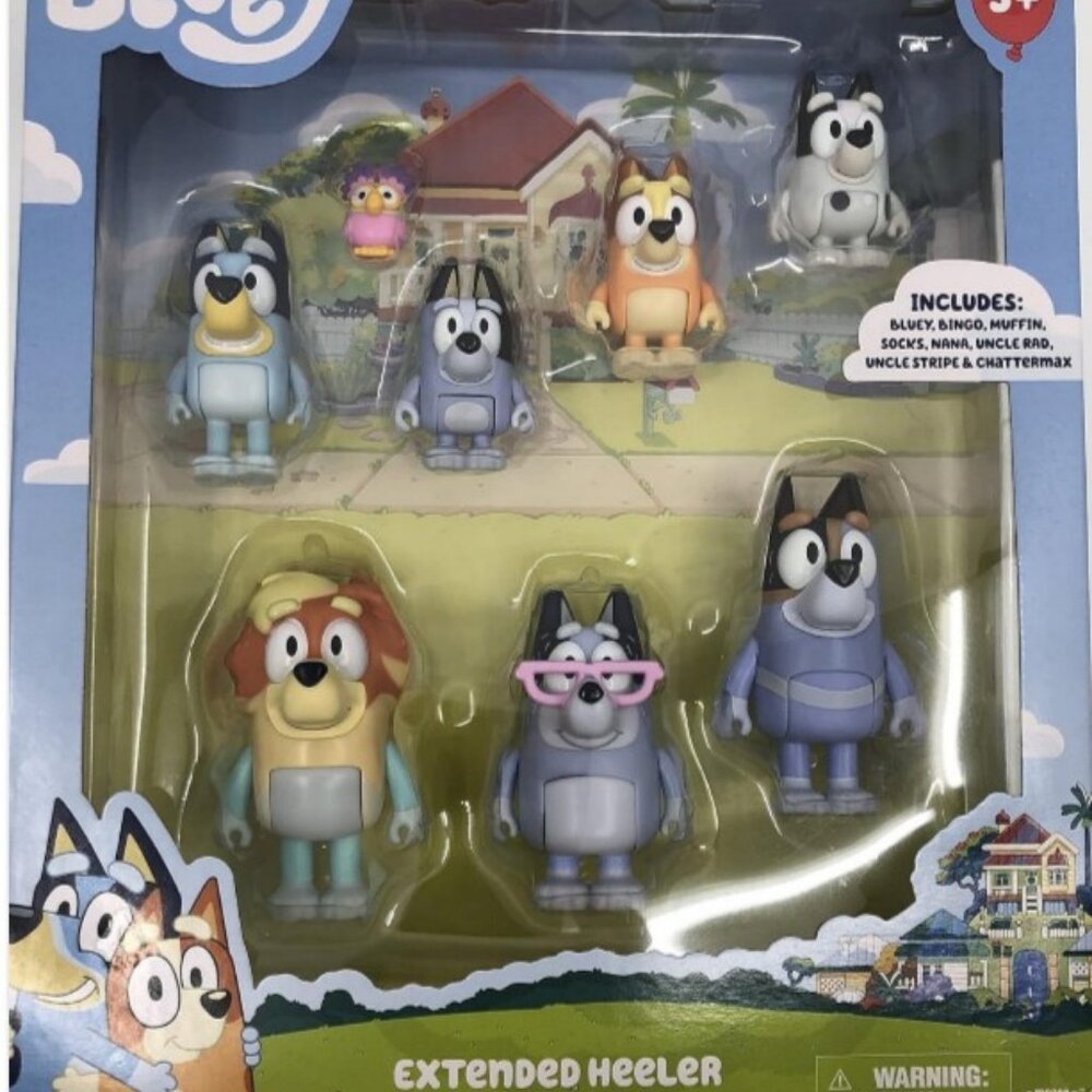 Disney's Bluey Extended Family Heeler 8 Pack, Figures, Ages 3+ - NEW SEALED